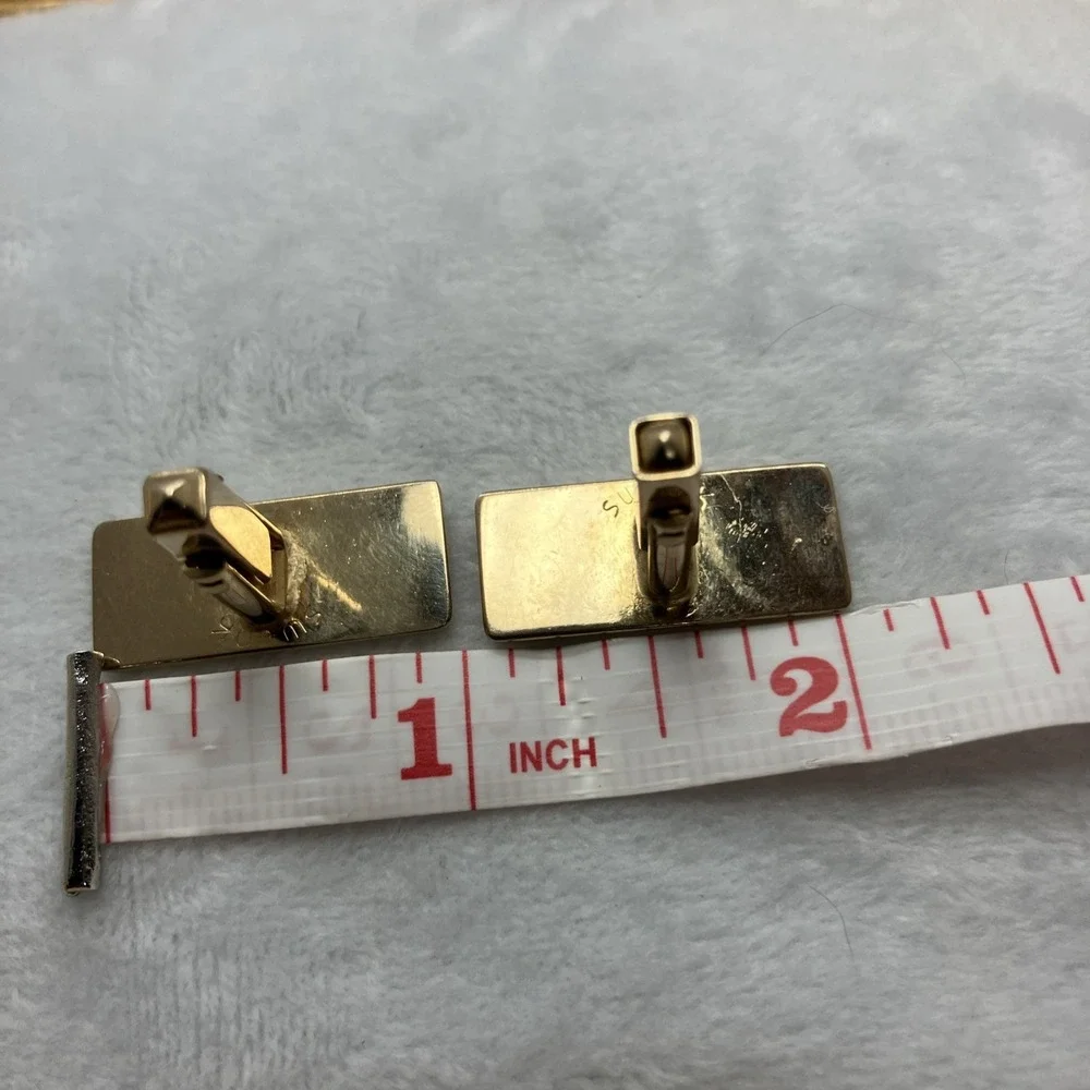 Vtg. Geometric Gold Tone Swank Cufflinks Old Money Estate Heritage Quiet Luxury